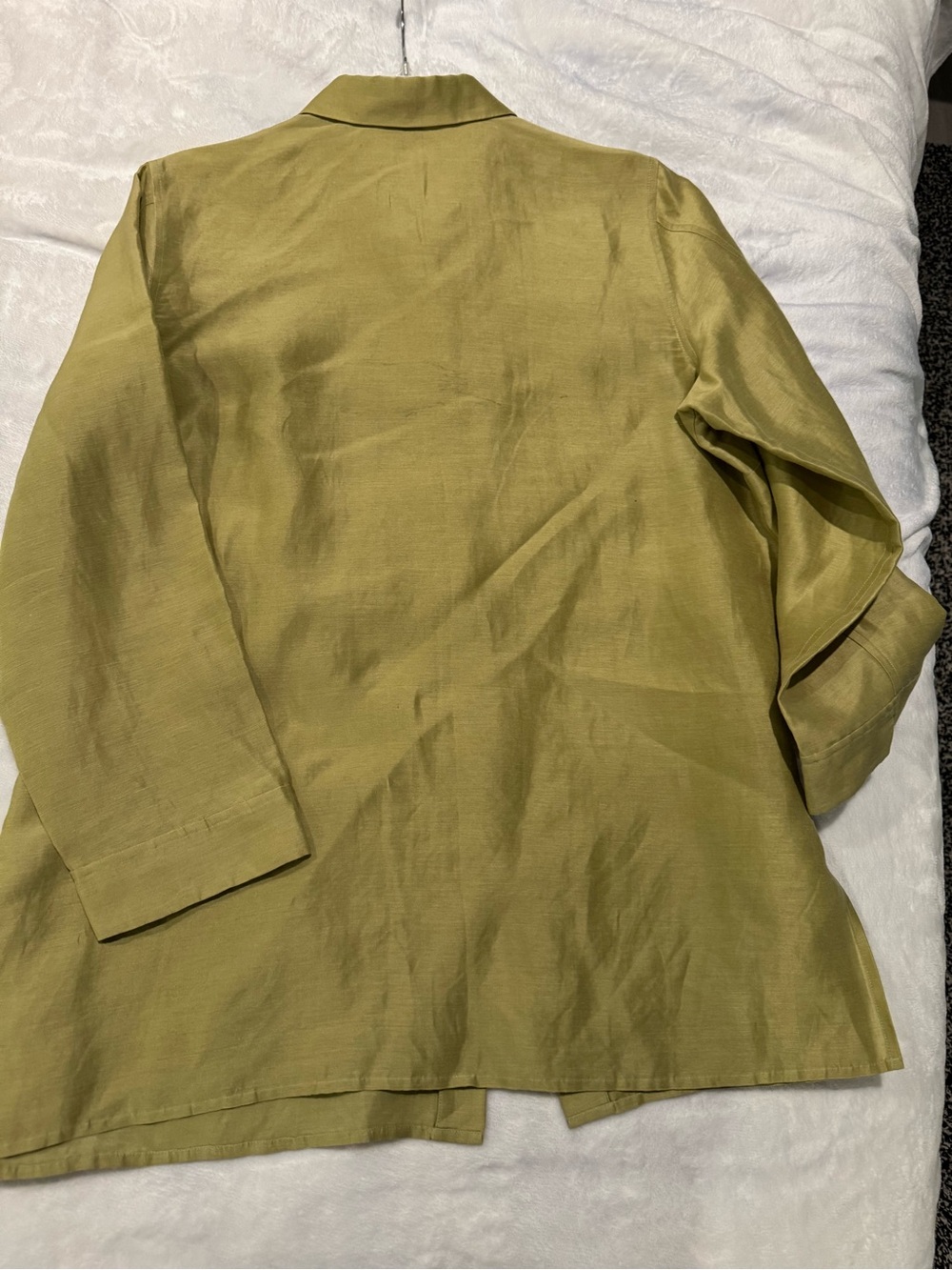 Sigrid Olsen Olive Green Collared Button-Front Top - Picture 5 of 9